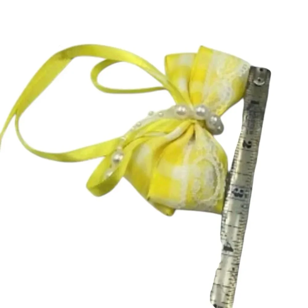 Hair Bow Clip Yellow Hairpin Wih Beads For Girls